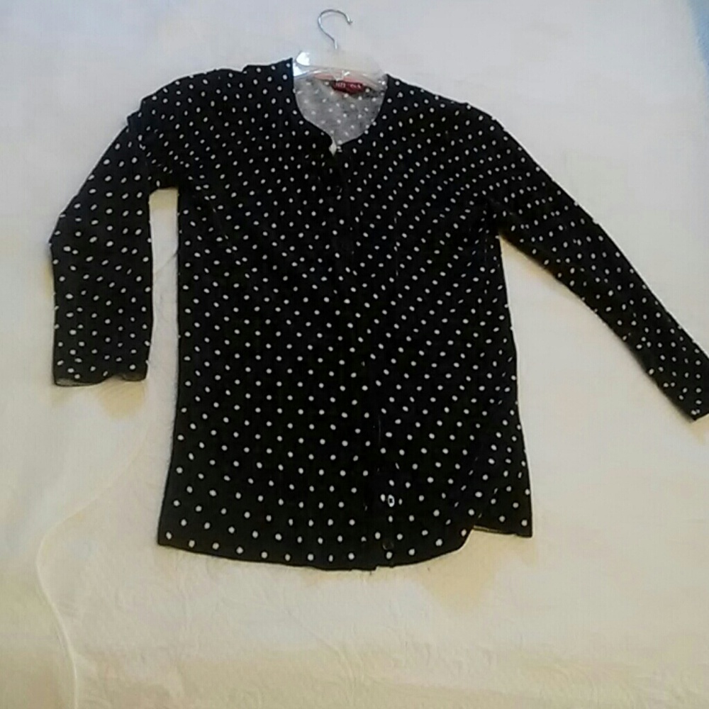🌺 3/$15 Merona Navy Blue Polka dot Cardigan
